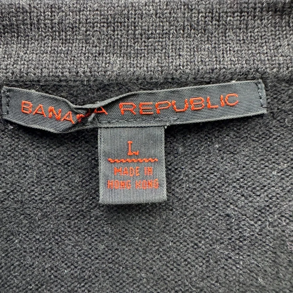 Vintage Banana Republic Wool Sweater Mens‎ Large Black/Green Stripe